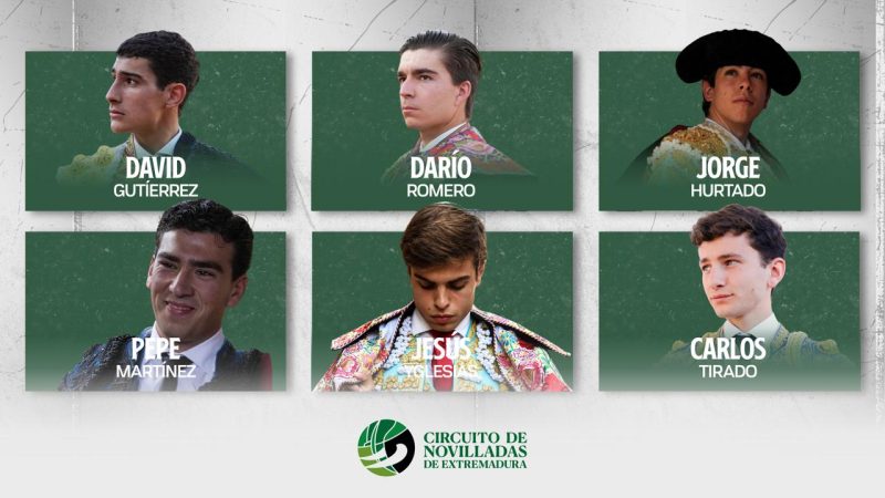 Estos son los seis novilleros que lucharán por alzarse triunfadores del Circuito de Extremadura 2026